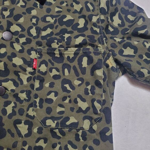 LEVIS ENGINEER JACKET SIZE SMALL MEN'S CHEETAH LEOPARD OLIVE GREEN BLACK - Picture 8 of 14